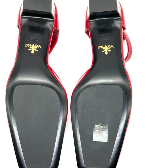PRADA Modellerie Logo D'Orsay Square Toe Ankle Strap Mary Jane Pumps Heels - Picture 15 of 16